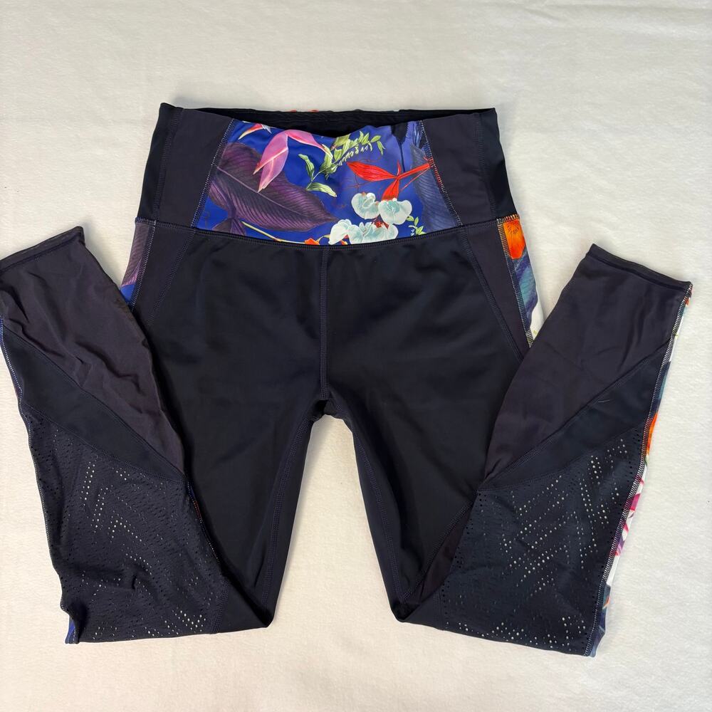 Athleta Navy Tropical Precision High Rise 7/8 Ankle Leggings Women's Medium